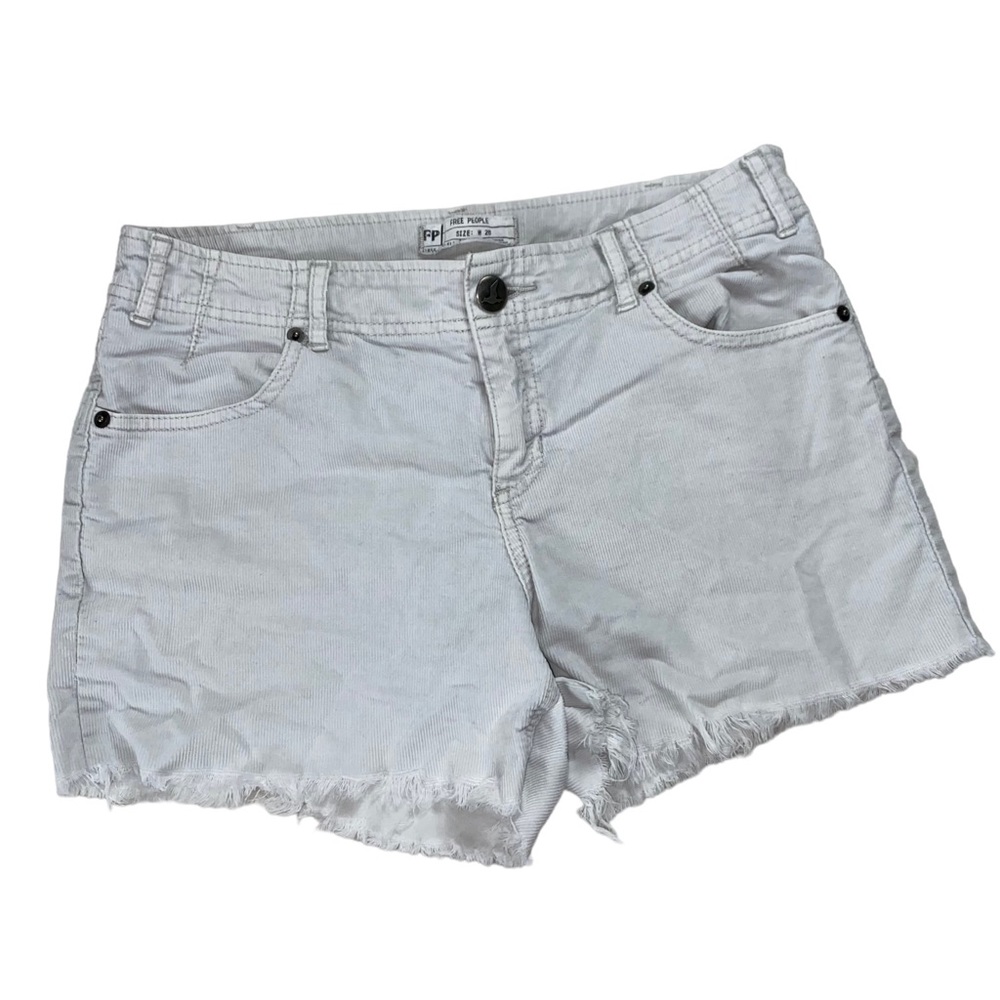 FREE PEOPLE size 28 Midrise Corduroy Raw Hem Cotton/Spandex 4” Inseam Sh…